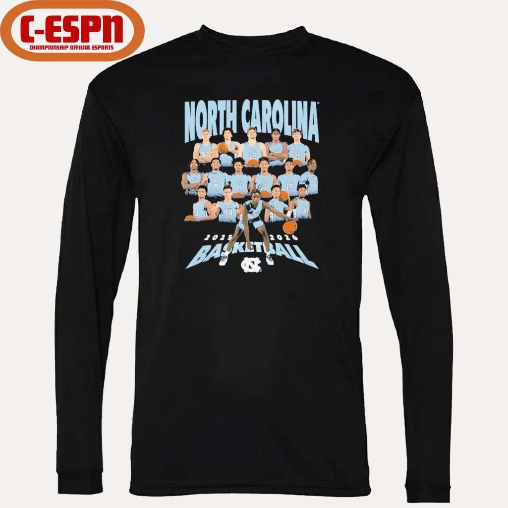 Official 2025-2026 North Carolina Men’s Basketball Team Shirt