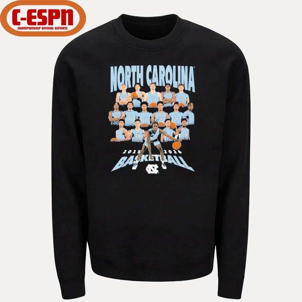 Official 2025-2026 North Carolina Men’s Basketball Team Shirt