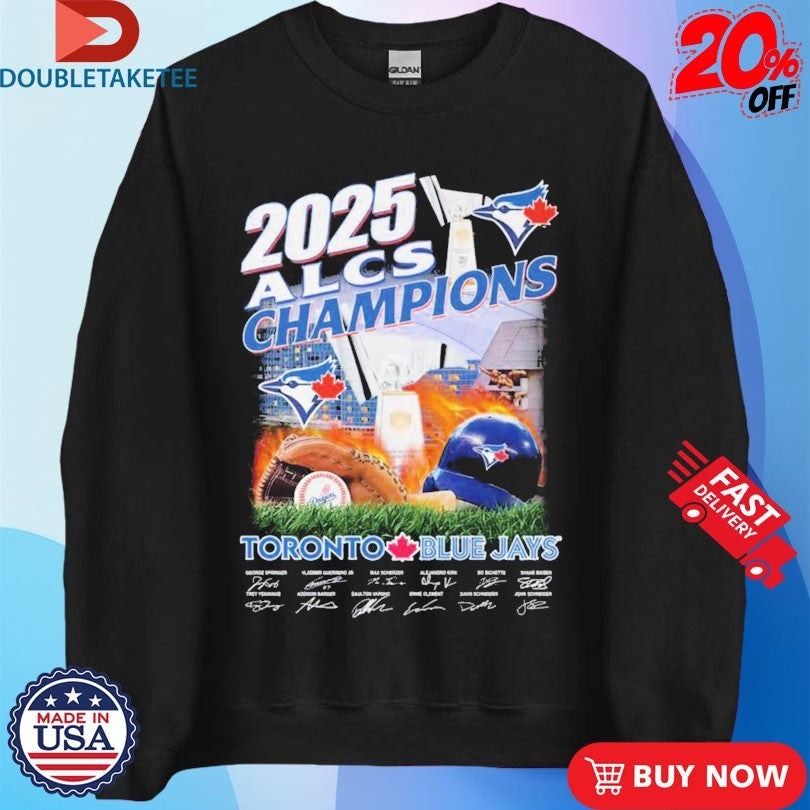 Official 2025 ALCS Champions Toronto Blue Jays Signatures Shirts