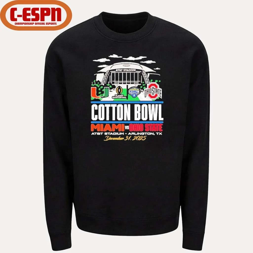 Official 2025 Cotton Bowl vs. Miami Stadium Shirt