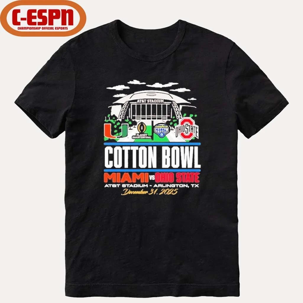 Official 2025 Cotton Bowl vs. Miami Stadium Shirt