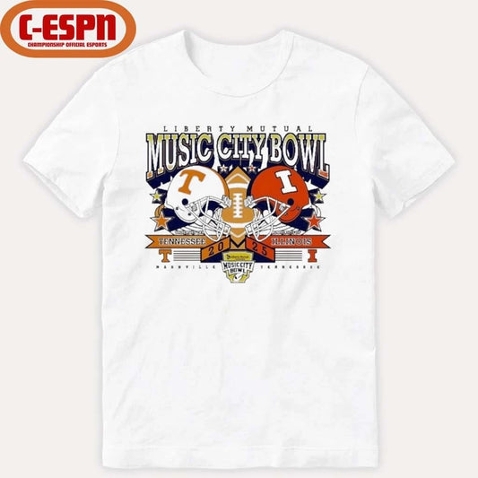 Official 2025 Music City Bowl Head To Head Tennessee Vs Illinois Shirt