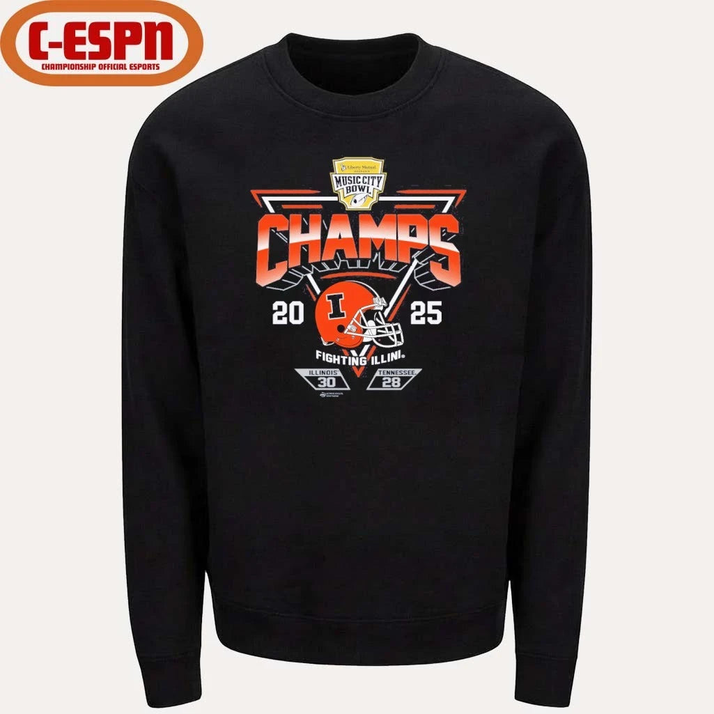Official 2025 Transperfect Music City Bowl Illinois Champs Score Shirt