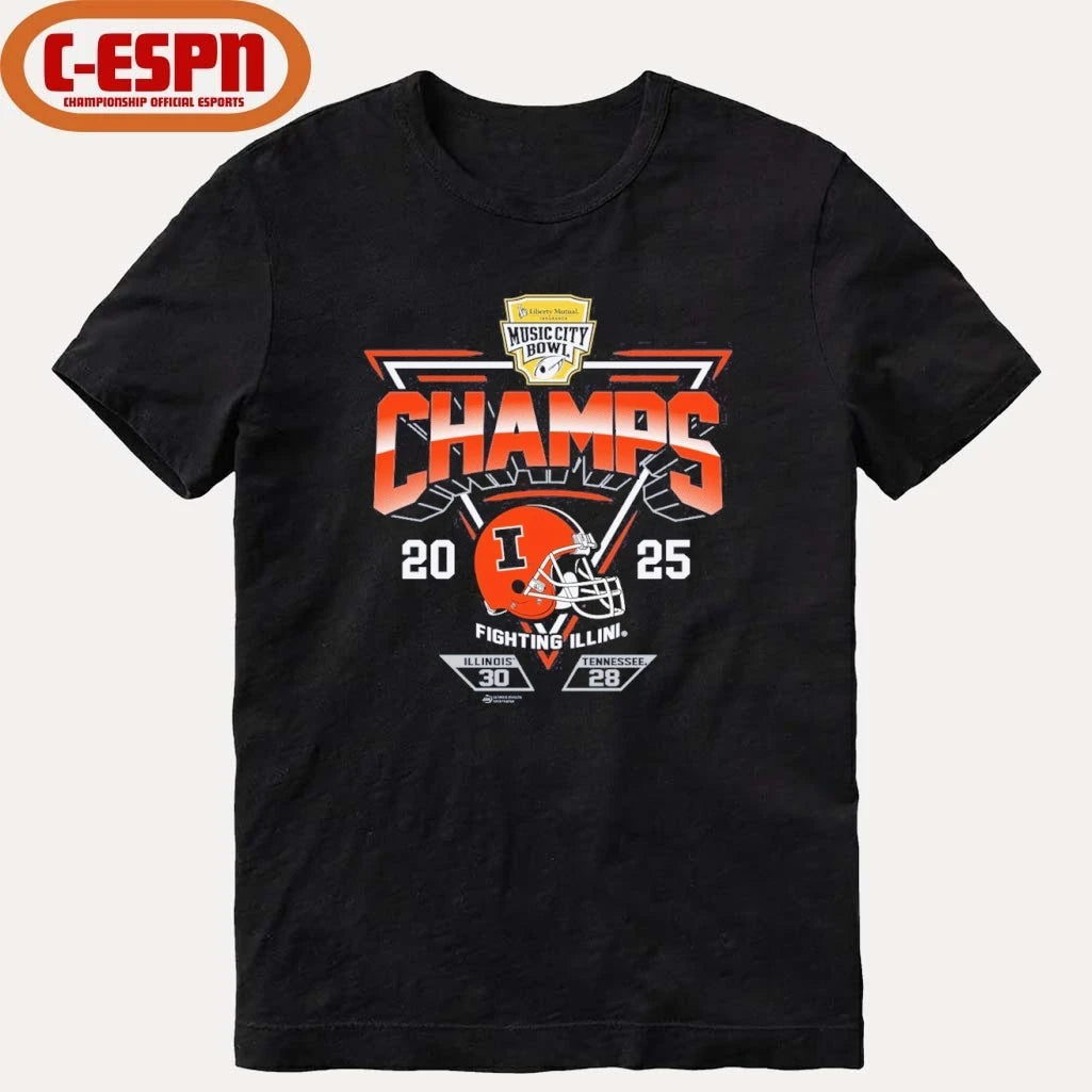 Official 2025 Transperfect Music City Bowl Illinois Champs Score Shirt