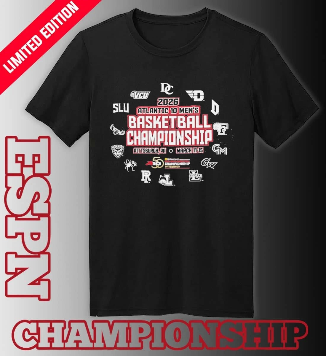 Official 2026 A-10 Men’s Basketball Championship Shirt