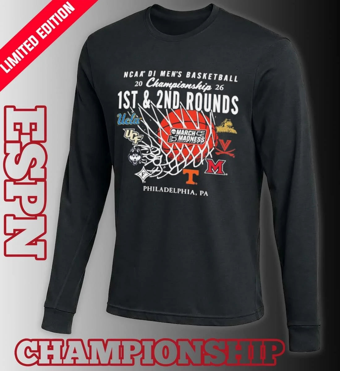 Official 2026 NCAA DI Men’s Basketball 1st, 2nd Rounds – Philadelphia Shirt