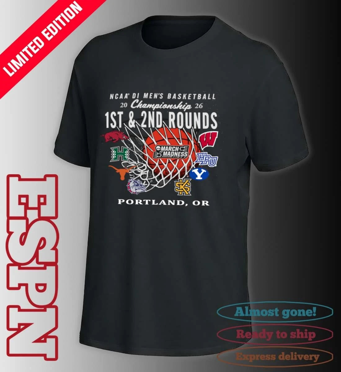 Official 2026 NCAA DI Men’s Basketball 1st, 2nd Rounds – Portland Shirt