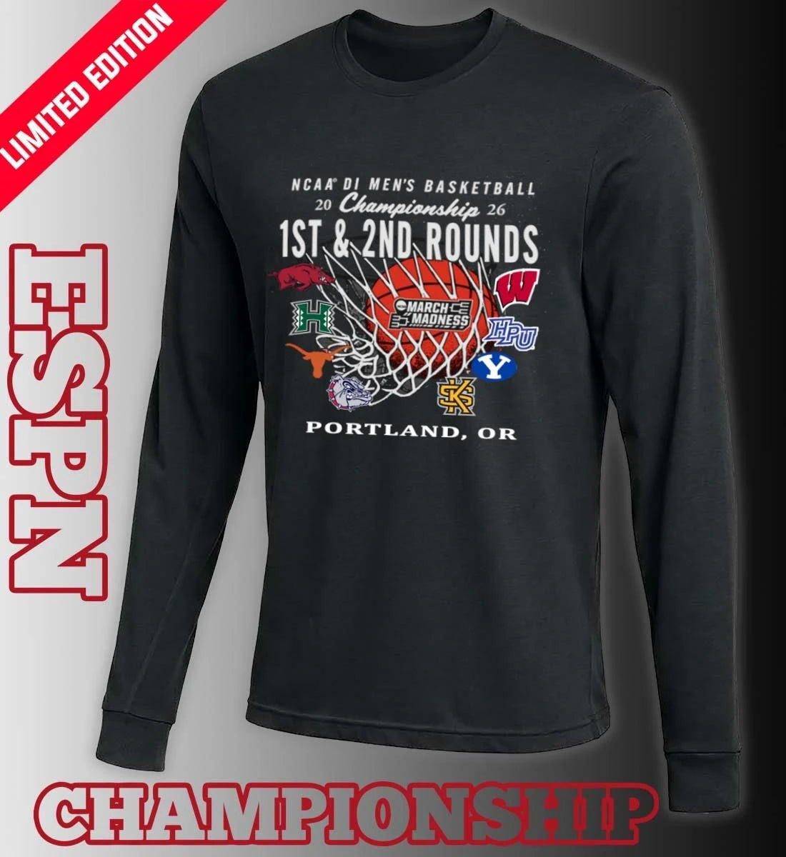 Official 2026 NCAA DI Men’s Basketball 1st, 2nd Rounds – Portland Shirt