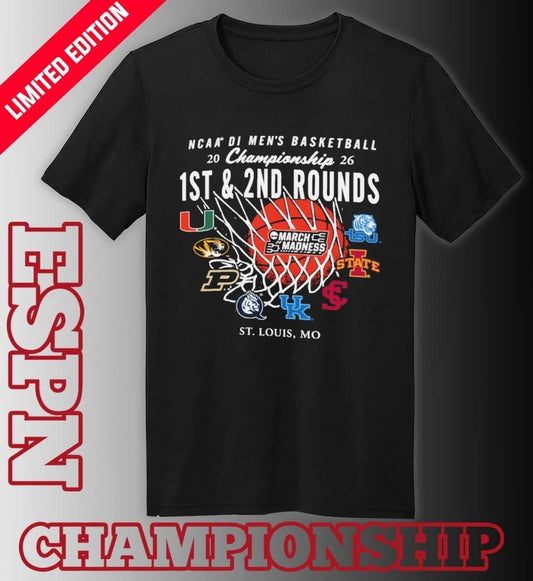 Official 2026 NCAA DI Men’s Basketball 1st, 2nd Rounds – St. Louis Shirt