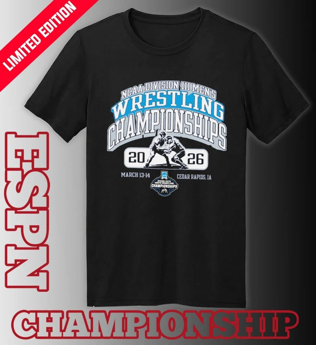 Official 2026 NCAA DIII Wrestling Championships Cedar Rapids, IA March 13-14 T-Shirt