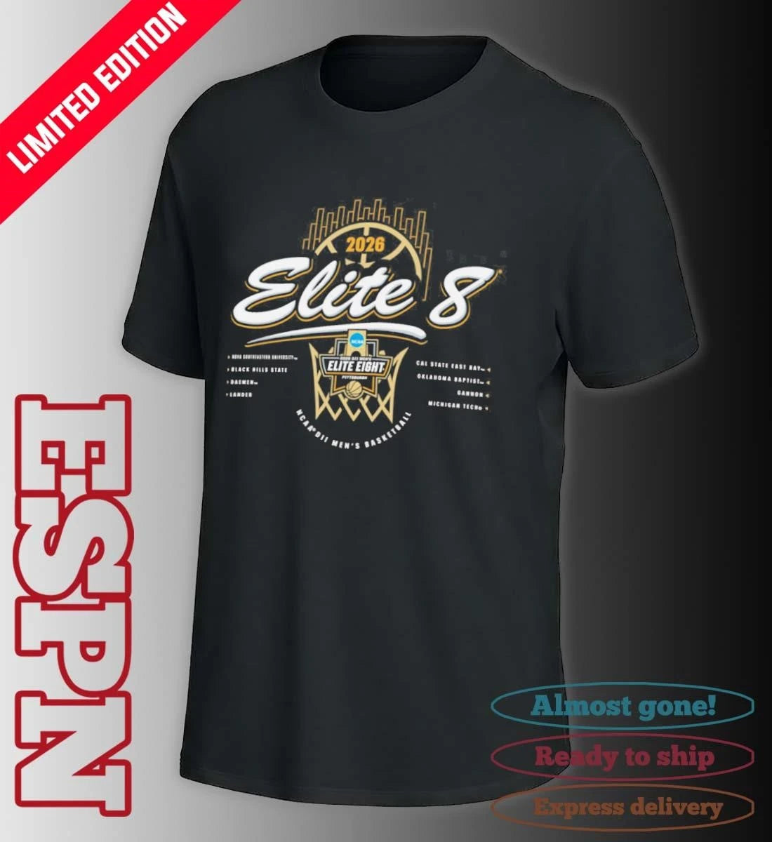 Official 2026 NCAA Division II Men’s Basketball Elite 8 T-Shirt