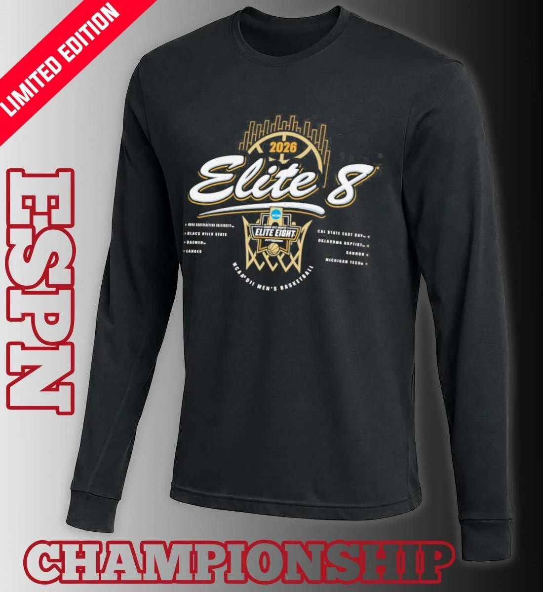Official 2026 NCAA Division II Men’s Basketball Elite 8 T-Shirt