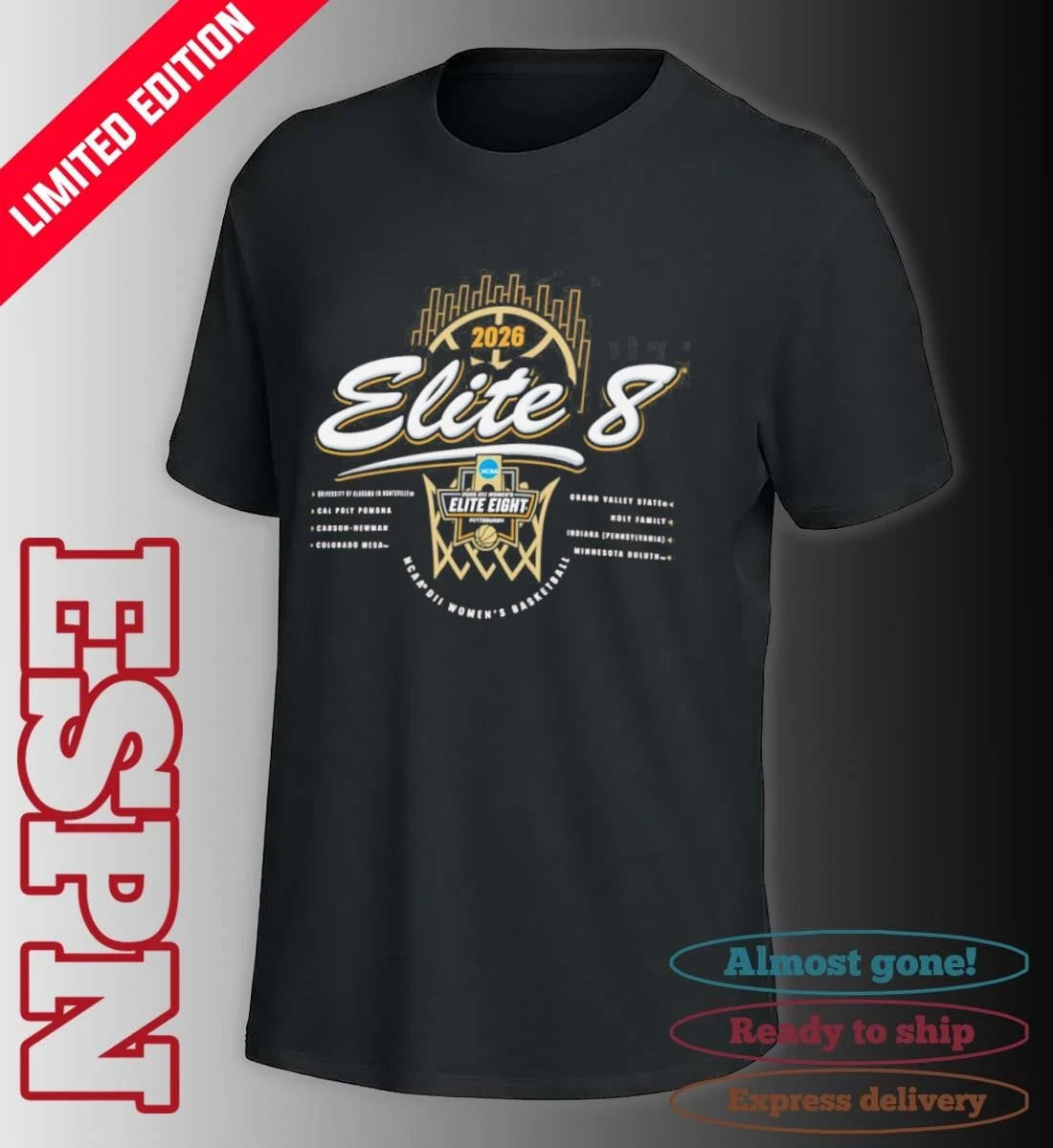 Official 2026 NCAA Division II Women’s Basketball Elite Eight T-Shirt