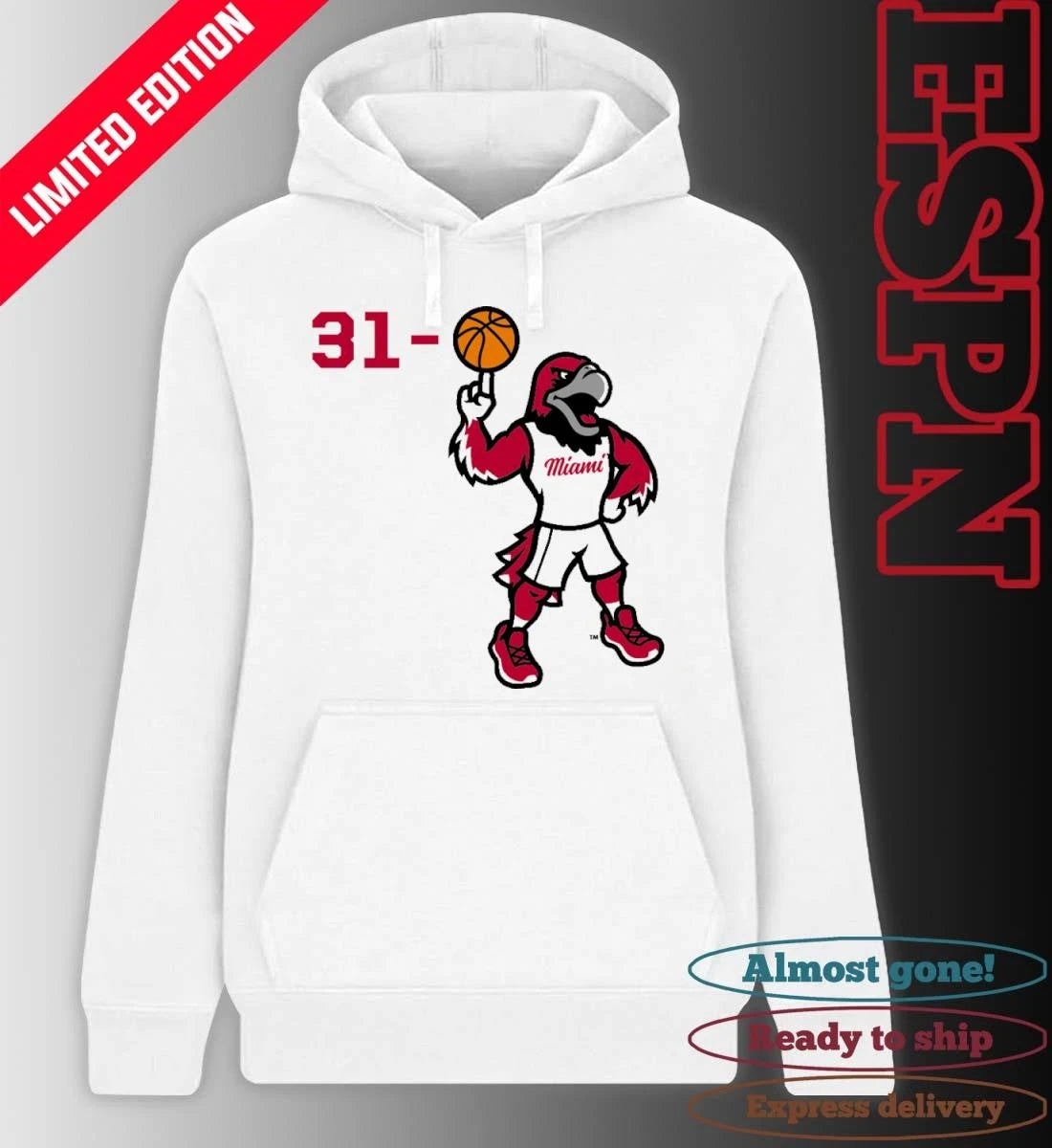 Official 31-0 Miami RedHawks Basketball Mascot Shirt