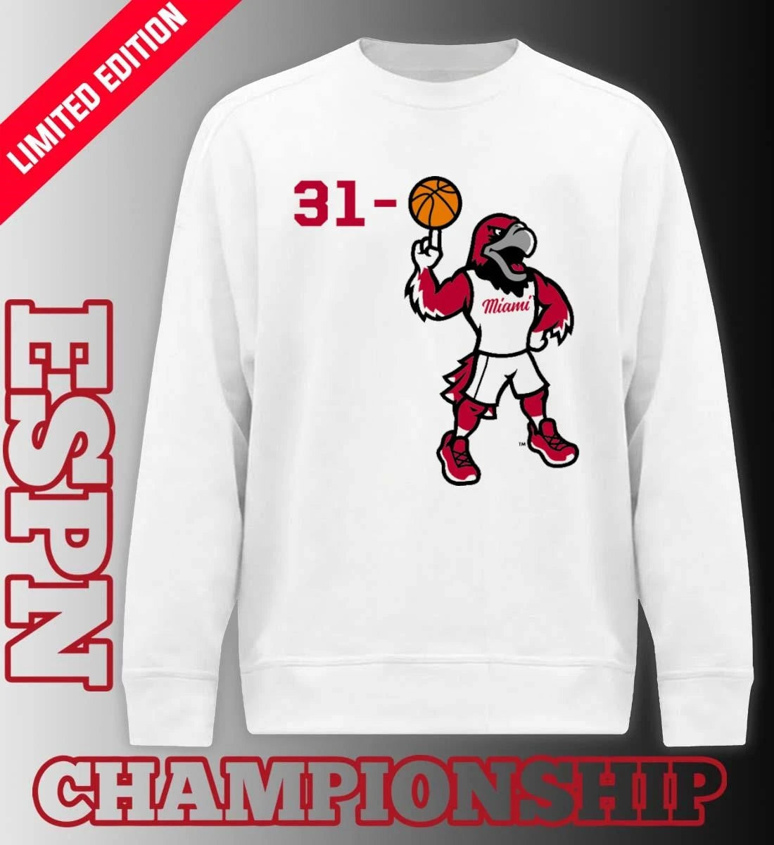 Official 31-0 Miami RedHawks Basketball Mascot Shirt