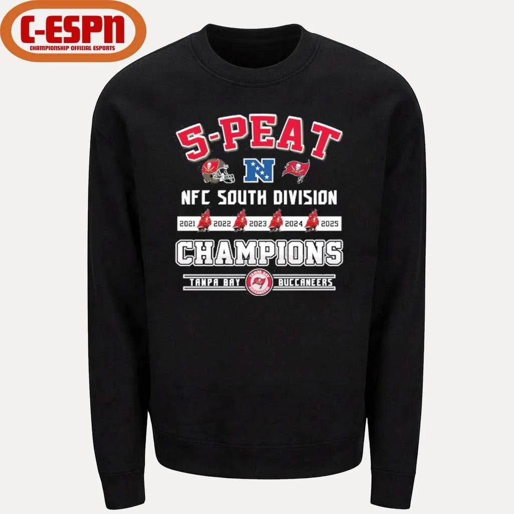 Official 5 Peat NFC South Champions Tampa Bay Buccaneers Shirt