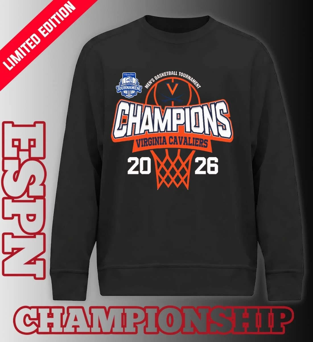 Official ACC Men’s Basketball Tournament 2026 Champions Virginia Cavaliers T-Shirt
