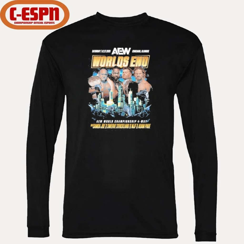 Official AEW Worlds End 2025 Matchup – Samoa Joe vs Hangman Adam Page vs Swerve Strickland vs MJF Shirt