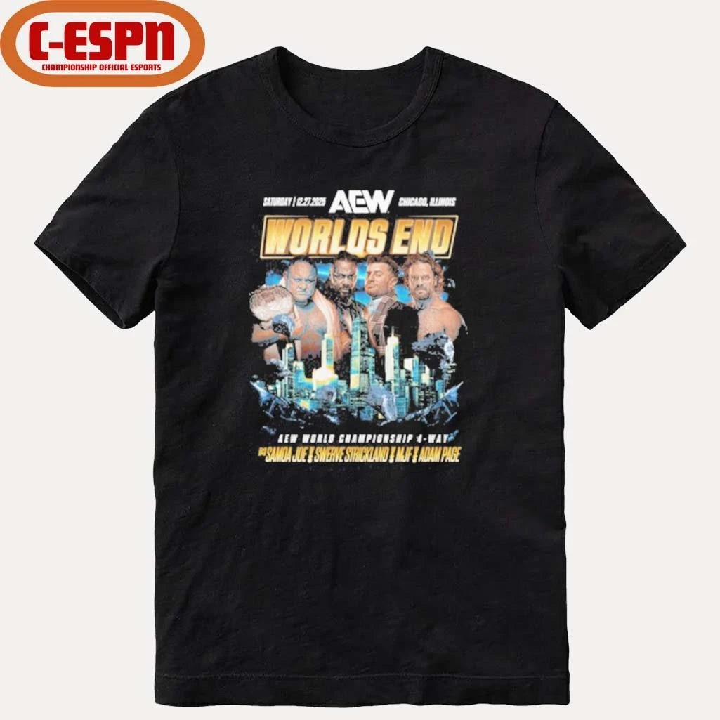 Official AEW Worlds End 2025 Matchup – Samoa Joe vs Hangman Adam Page vs Swerve Strickland vs MJF Shirt