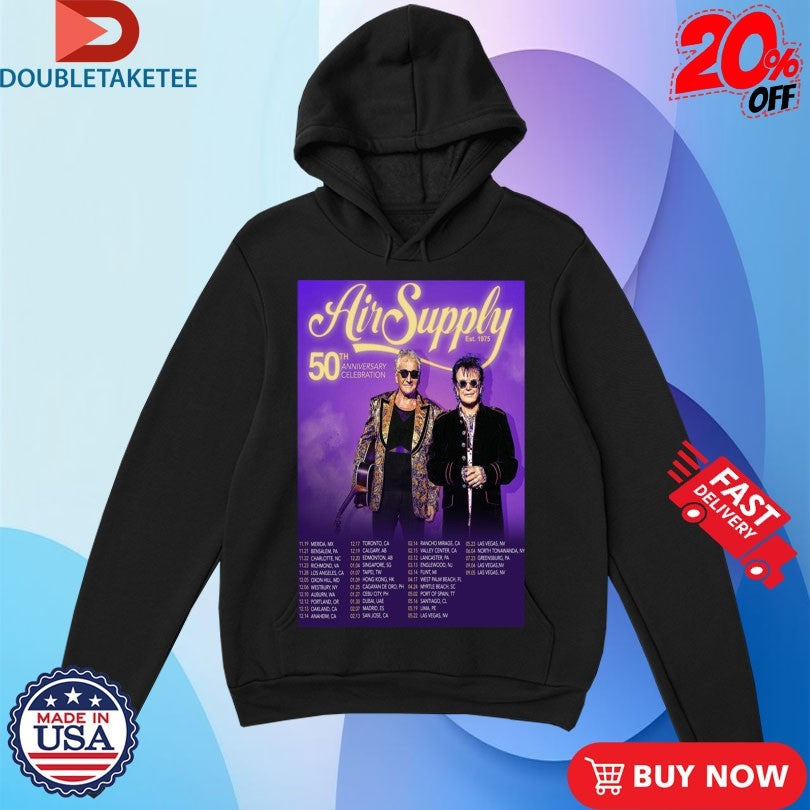 Official Air Supply 50th Anniversary Celebration Tour Dates Shirts