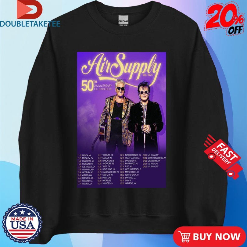 Official Air Supply 50th Anniversary Celebration Tour Dates Shirts