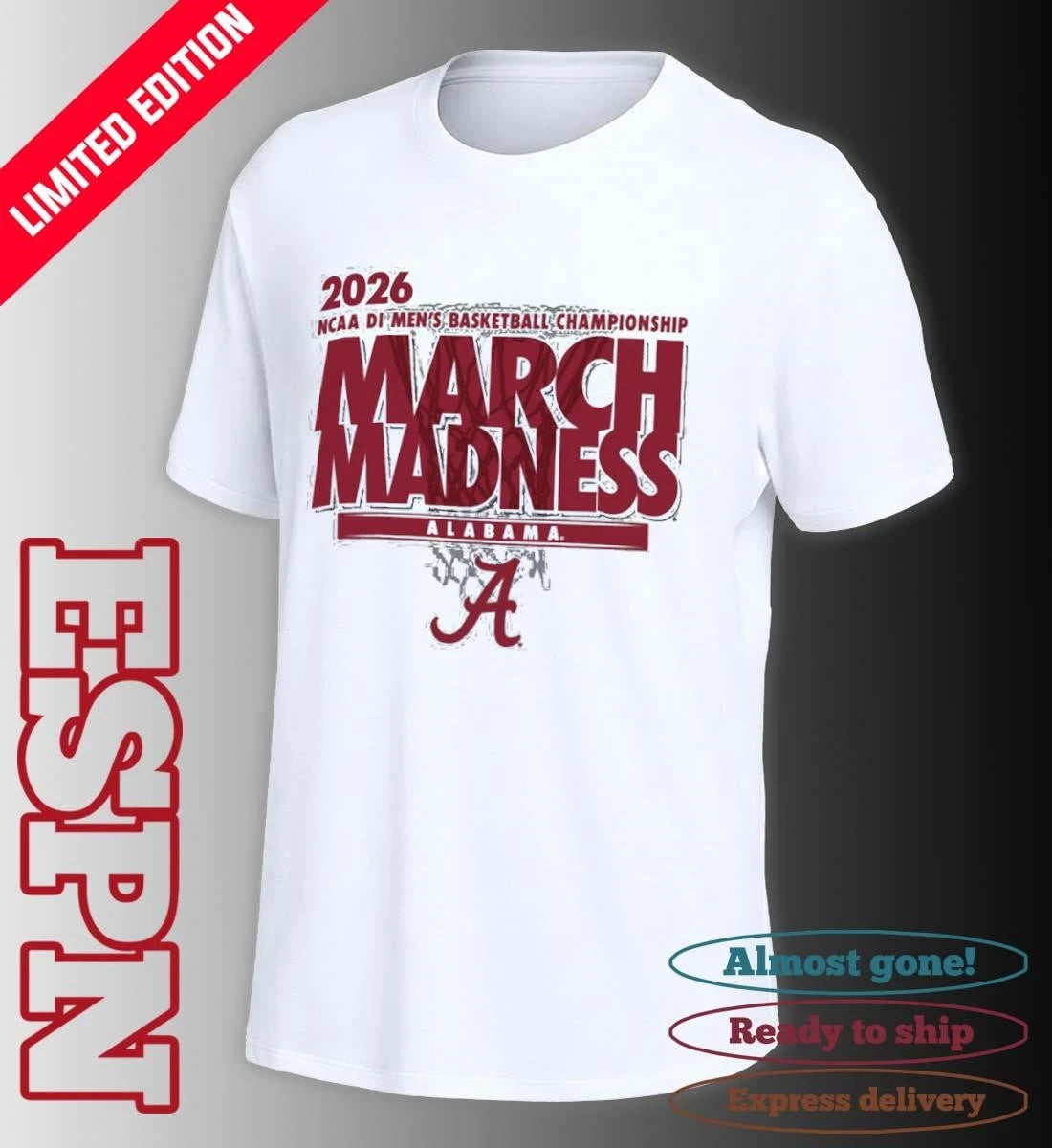 Official Alabama Men’s Basketball Single Team NCAA March Madness Shirt