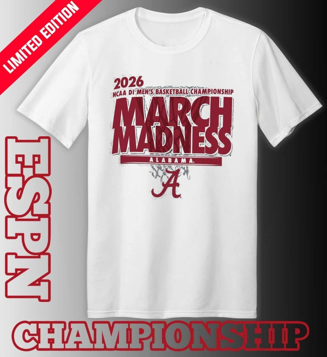 Official Alabama Men’s Basketball Single Team NCAA March Madness Shirt