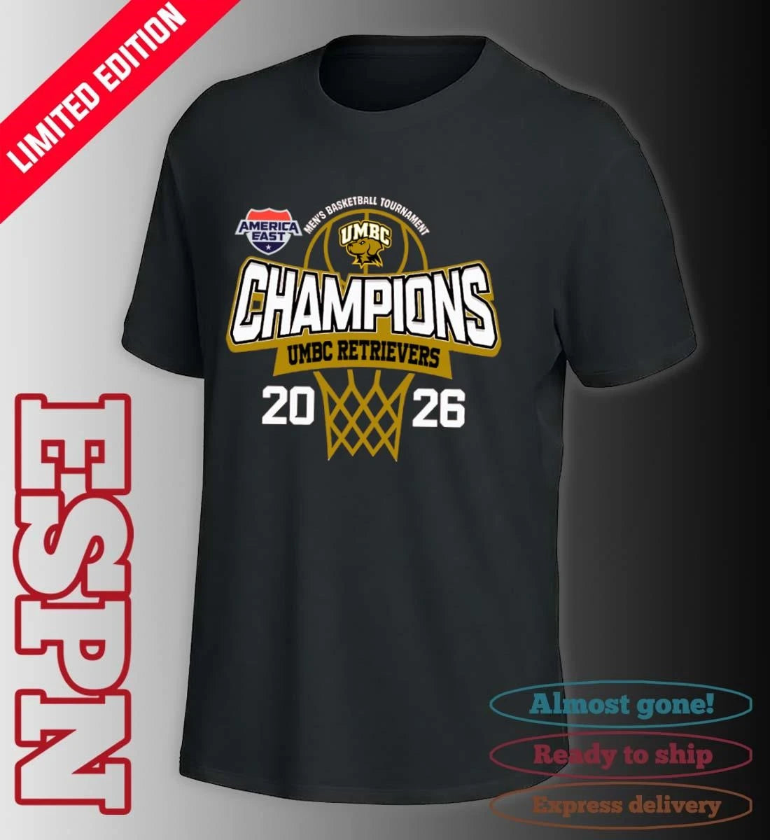 Official America East Conference Men’s Basketball Tournament 2026 Champions UMBC Retrievers T-Shirt