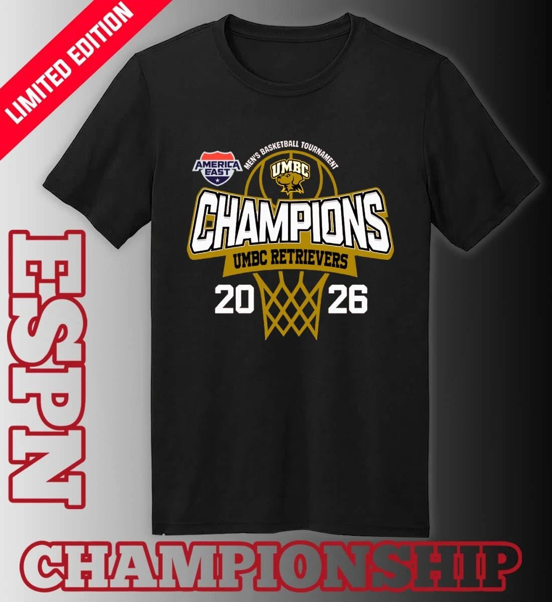 Official America East Conference Men’s Basketball Tournament 2026 Champions UMBC Retrievers T-Shirt