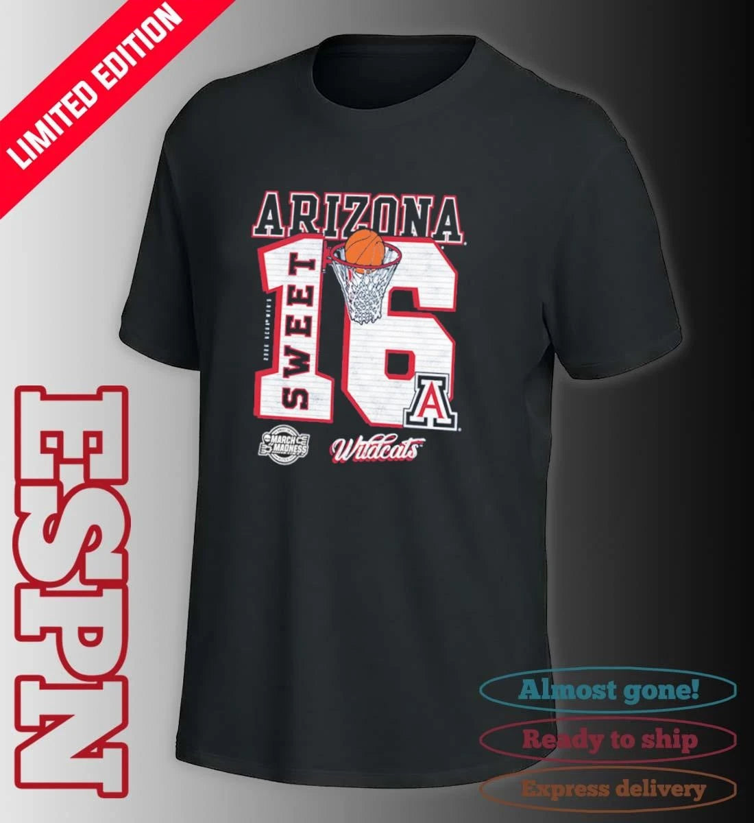 Official Arizona Wildcats 2026 NCAA March Madness Sweet 16 Bound Shirt