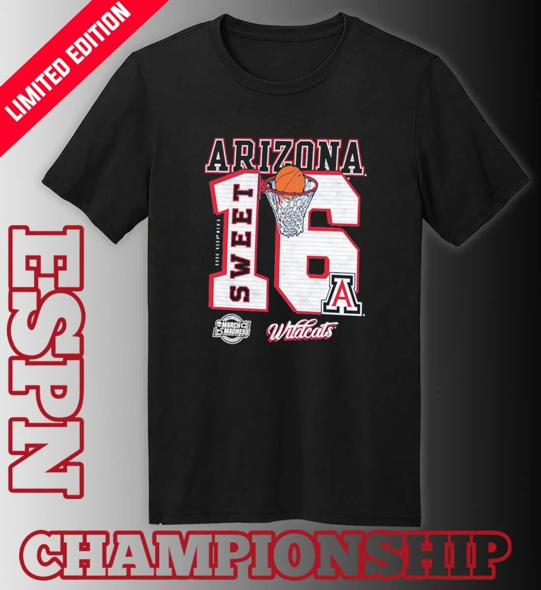 Official Arizona Wildcats 2026 NCAA March Madness Sweet 16 Bound Shirt