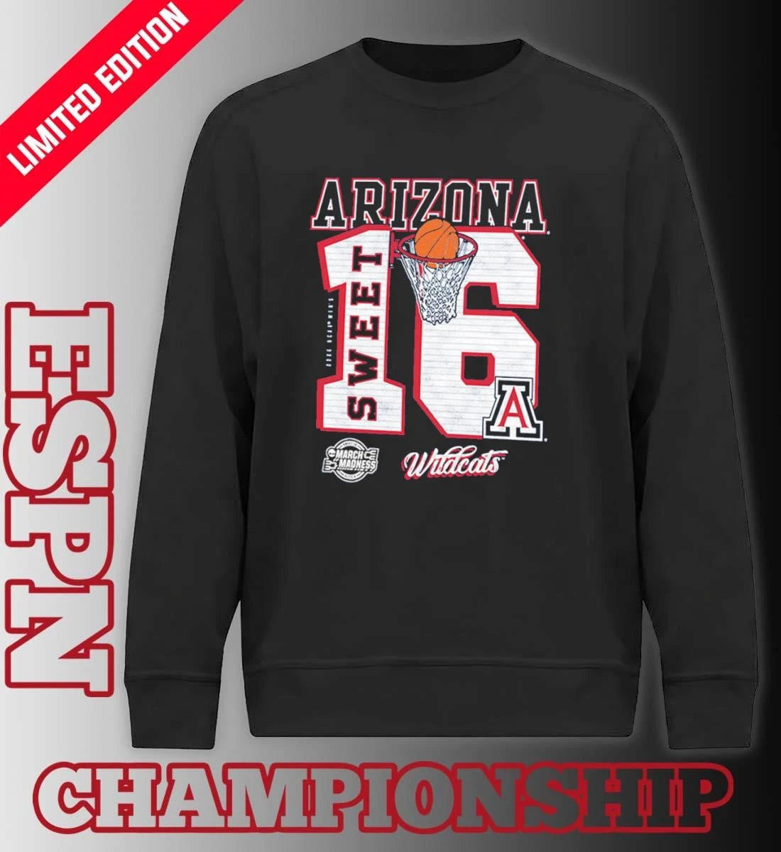 Official Arizona Wildcats 2026 NCAA March Madness Sweet 16 Bound Shirt