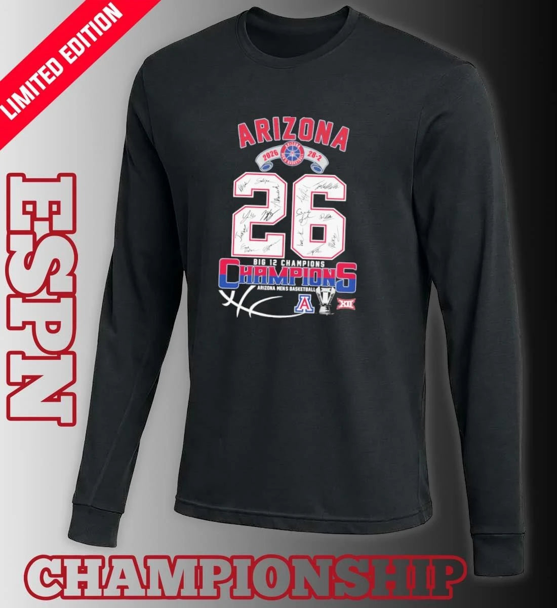 Official Arizona Wildcats Basketball 28-2 Big 12 Conference Champions Shirt