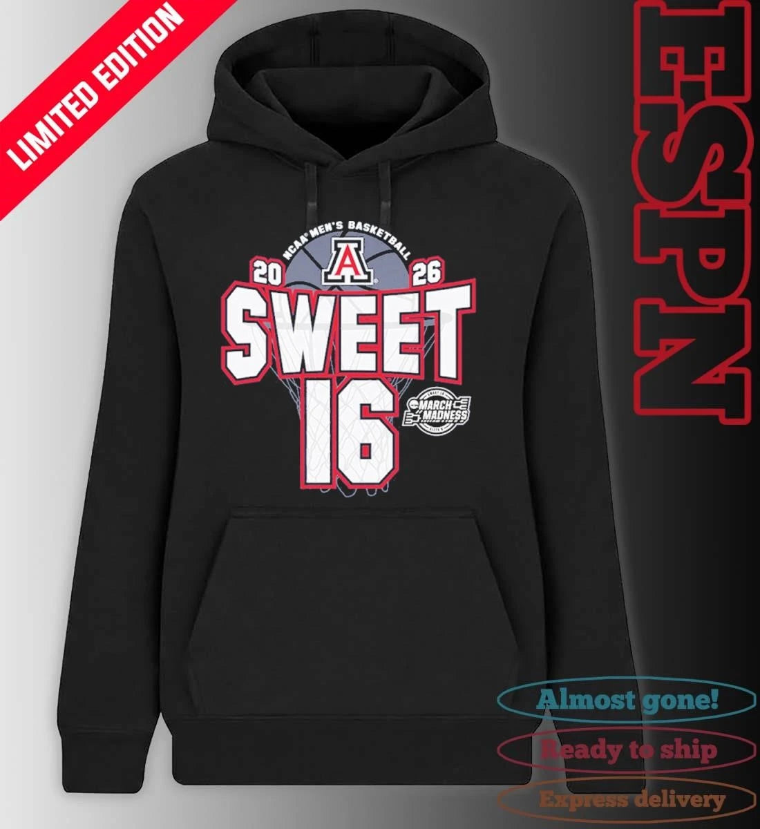 Official Arizona Wildcats Men’s Basketball Sweet 16 Shirt