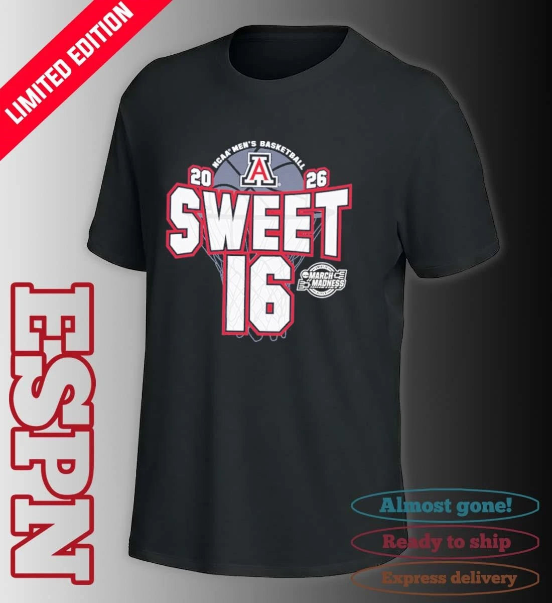 Official Arizona Wildcats Men’s Basketball Sweet 16 Shirt