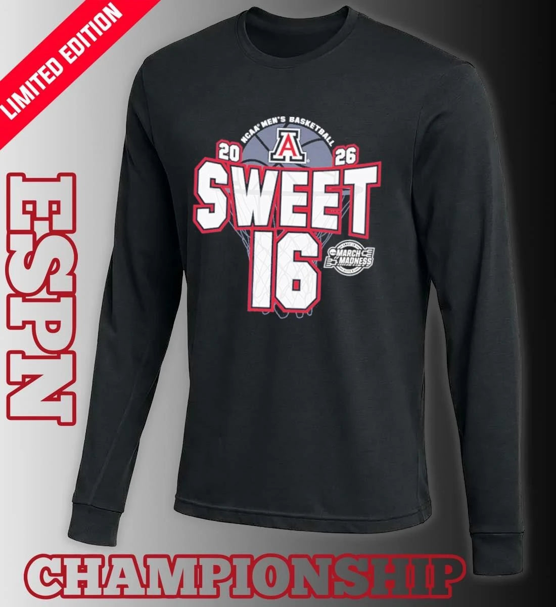 Official Arizona Wildcats Men’s Basketball Sweet 16 Shirt