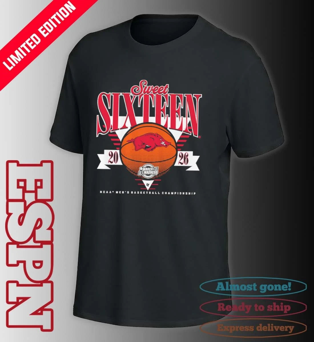 Official Arkansas Razorbacks MBB 2026 Sweet Sixteen shirt
