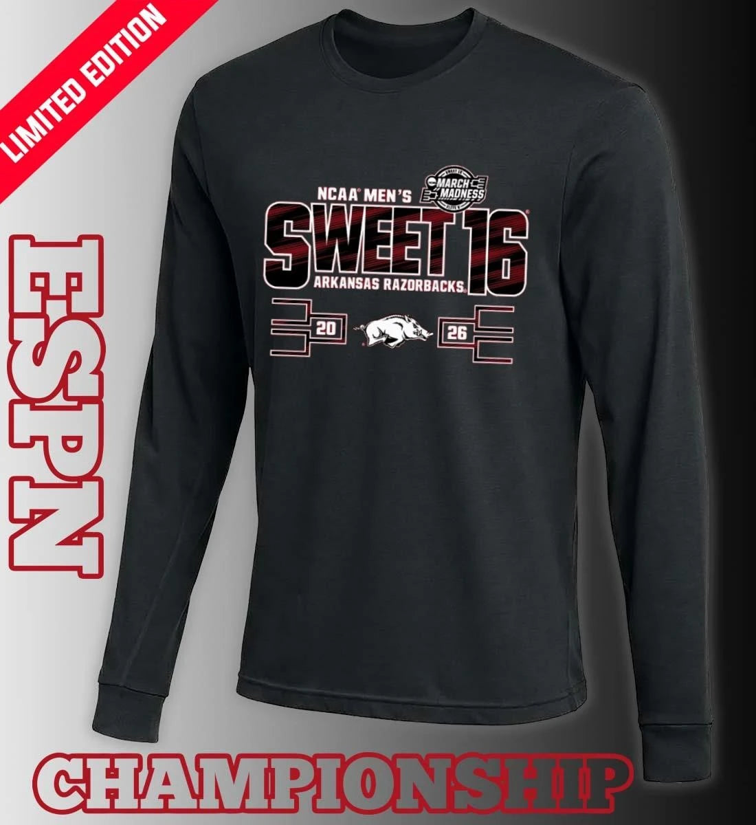 Official Arkansas Razorbacks Men’s Basketball Sweet 16 T-Shirt
