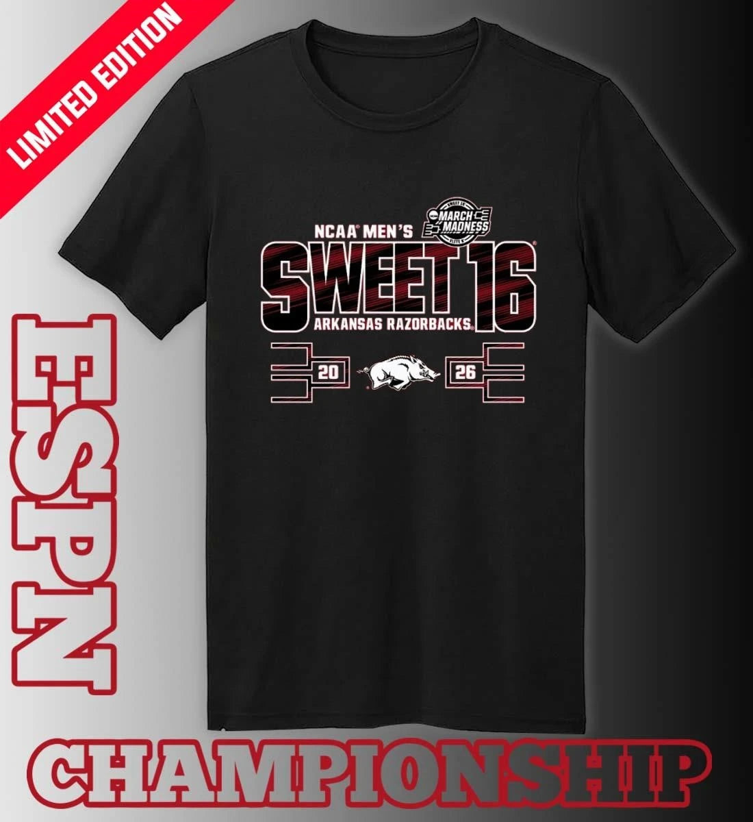 Official Arkansas Razorbacks Men’s Basketball Sweet 16 T-Shirt