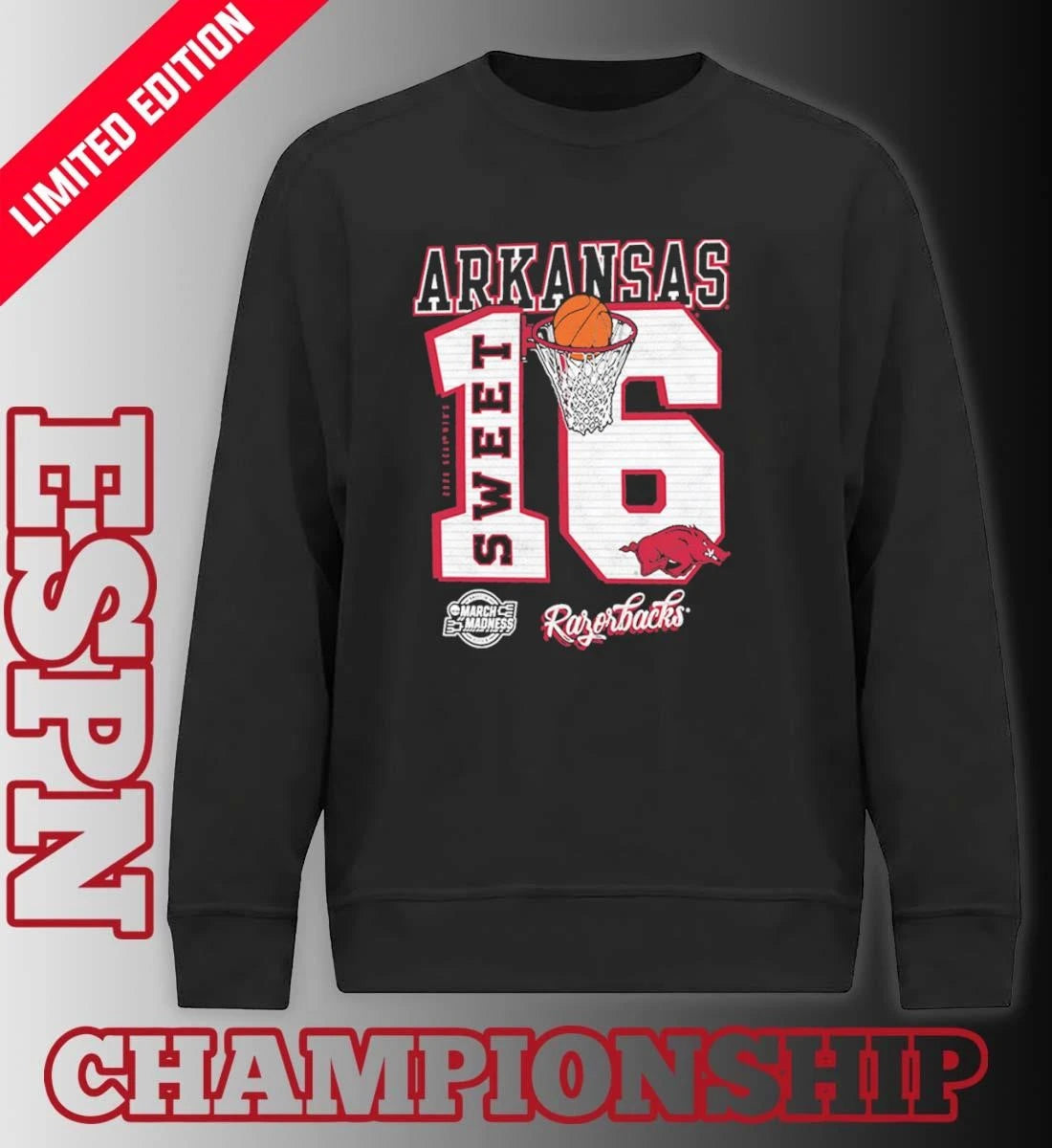 Official Arkansas Razorbacks Sweet 16 NCAA March Madness Shirt