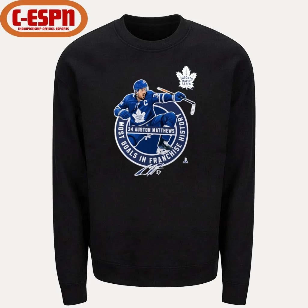Official Auston Matthews Toronto Maple Leafs Most Goals in Franchise History T-Shirt