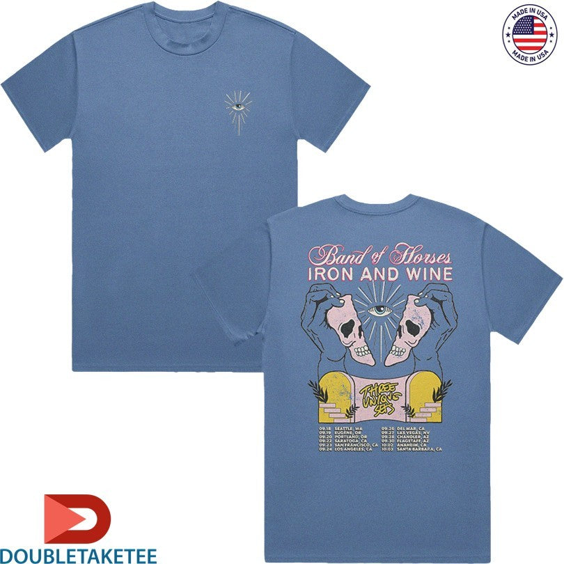 Official Band Of Horses Three Unique Sets Iron &amp; Wine Tour 2025 Dates Skull Eye Shirts