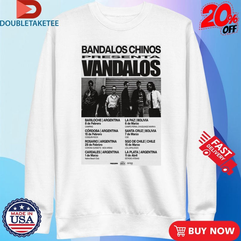 Official Bandalos Chinos Vandalos Tour 2026 Dates Shirts
