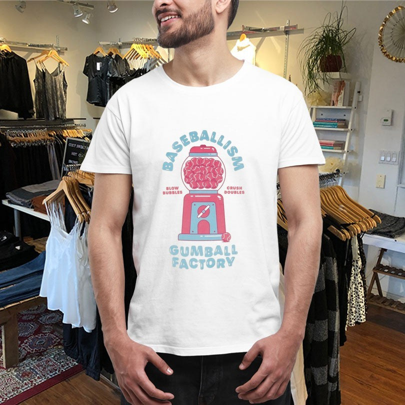 Official Baseballism Gumball Factory Blow Bubbles Crush Doubles Shirts