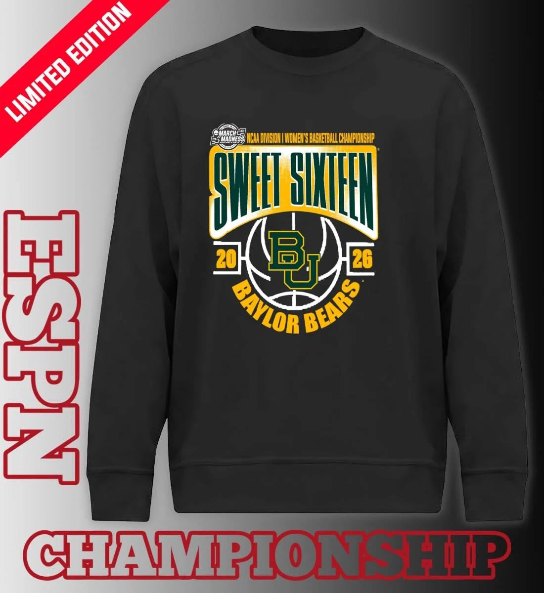 Official Baylor Bears Sweet 16 NCAA DI Women’s Basketball Tournament March Madness 2026 T-Shirt