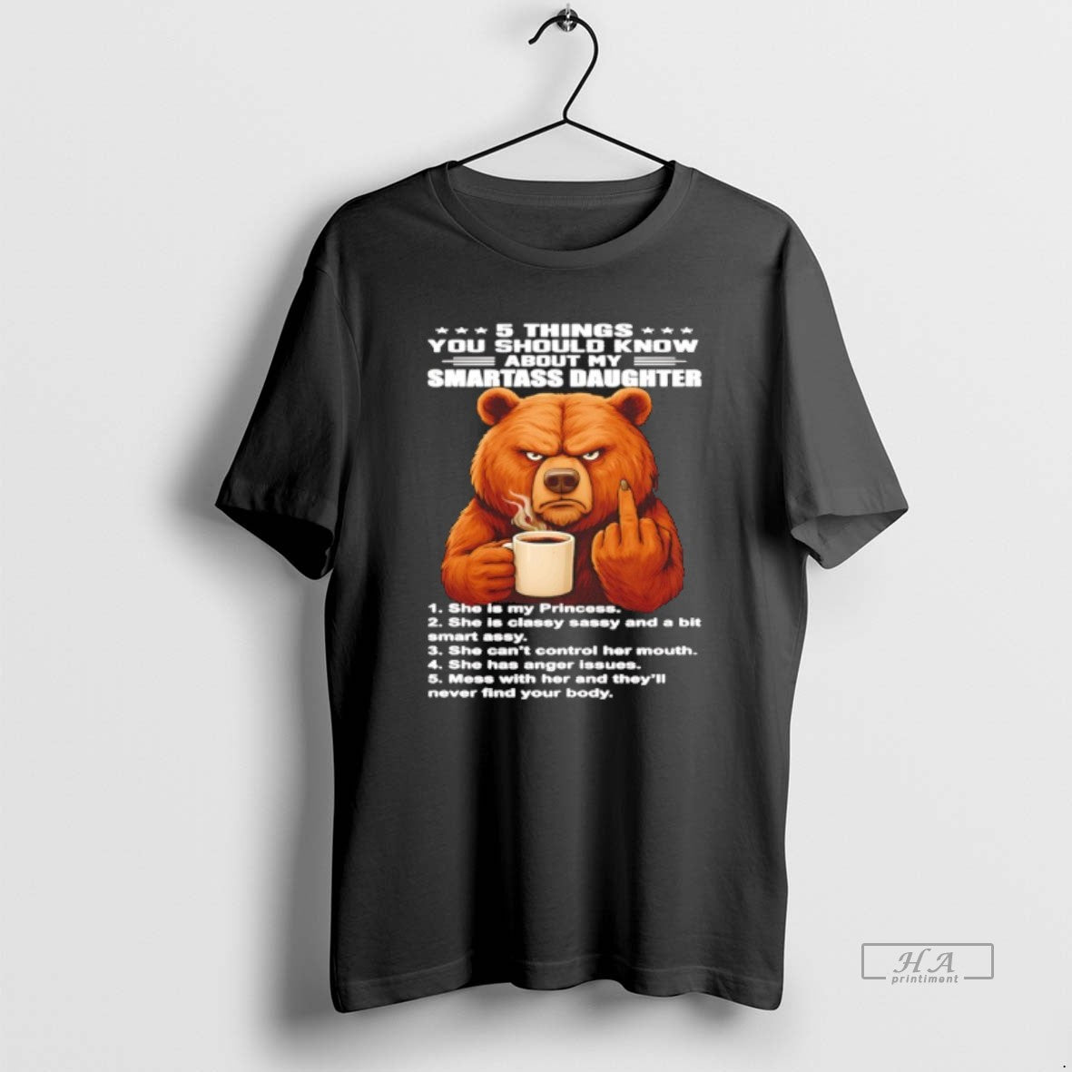 Official Bear 5 Things You Should Know About My Smartass Daughter T-Shirts, Hoodie, Sweatshirt | ZylaModa.com