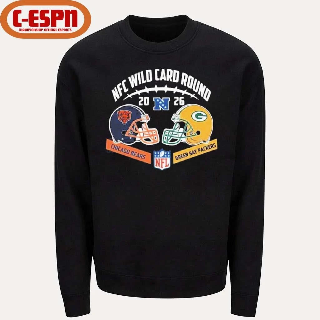 Official Bears Vs Packers NFC Wild Card Round Helmet Matchup T-Shirt