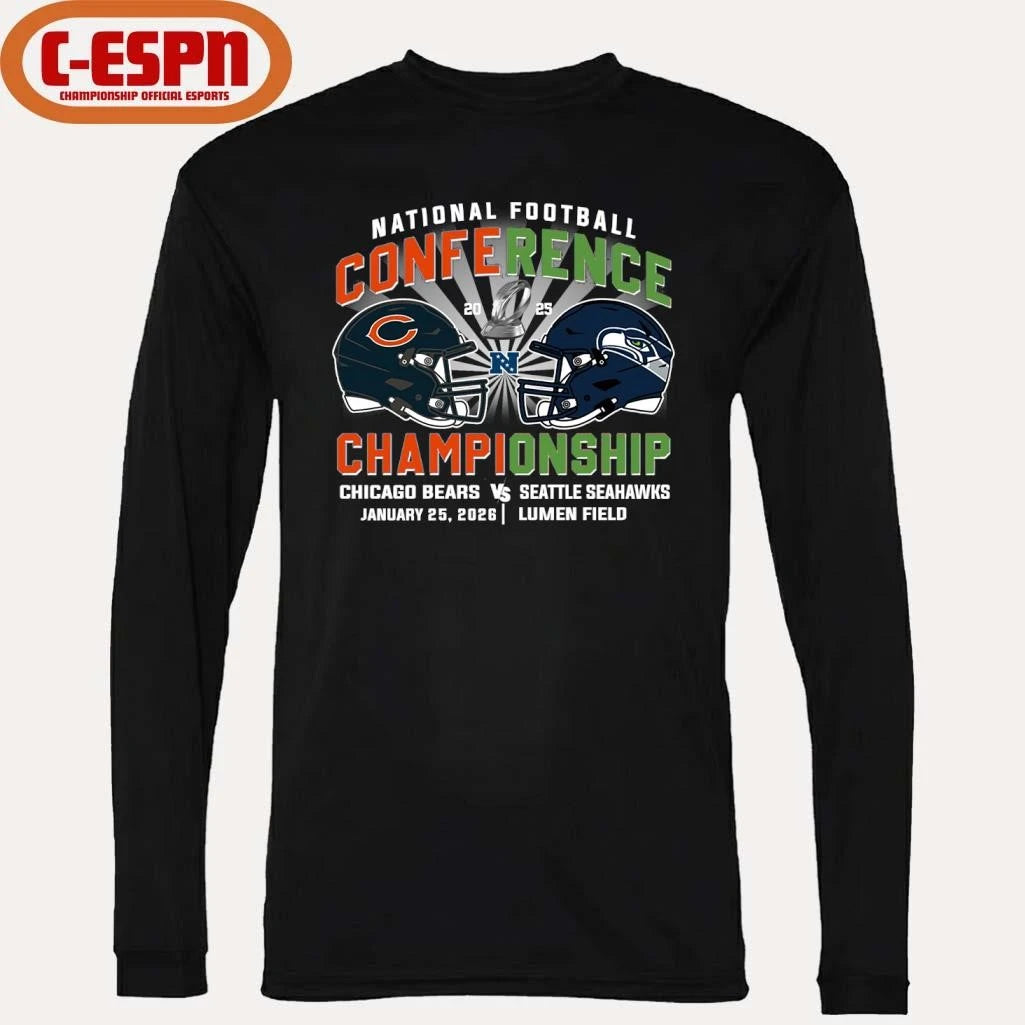 Official Bears Vs Seahawks NFC Conference Championship Duel Helmet T-Shirt
