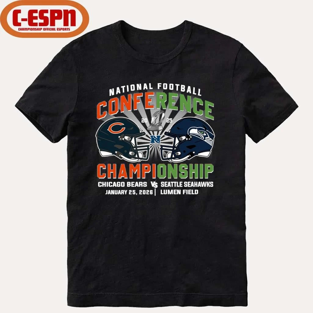 Official Bears Vs Seahawks NFC Conference Championship Duel Helmet T-Shirt