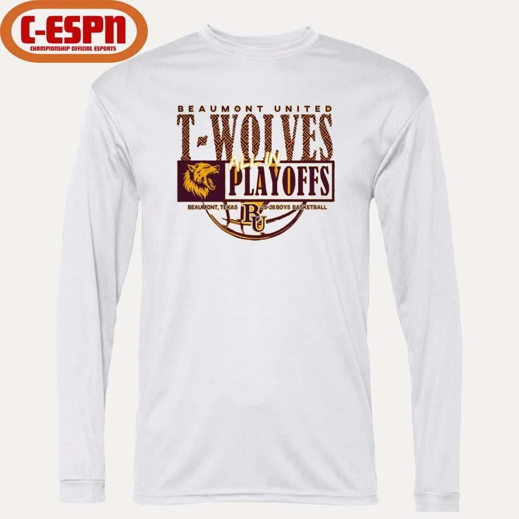 Official Beaumont United T-Wolves All In Playoffs 2026 Boys Basketball Shirt